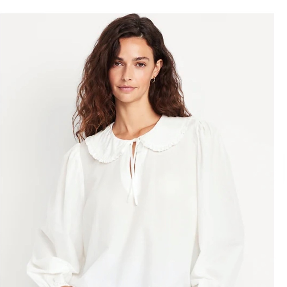 Old Navy White Blouse with Ruffled Collar